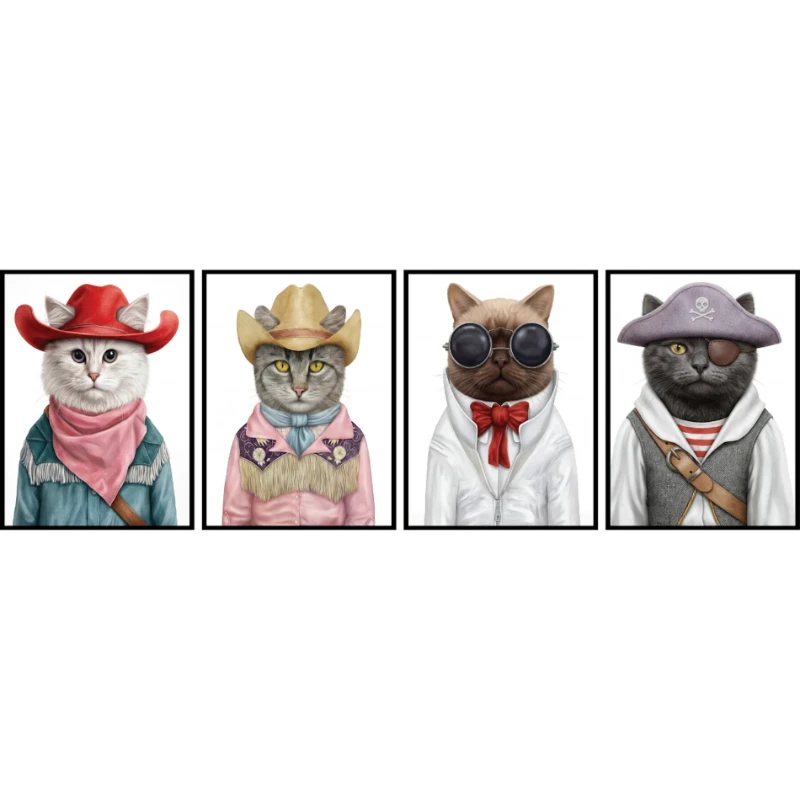 Cam Görünümlü Yapışkanlı Kedi Tablo Hayvan (Model- 6)