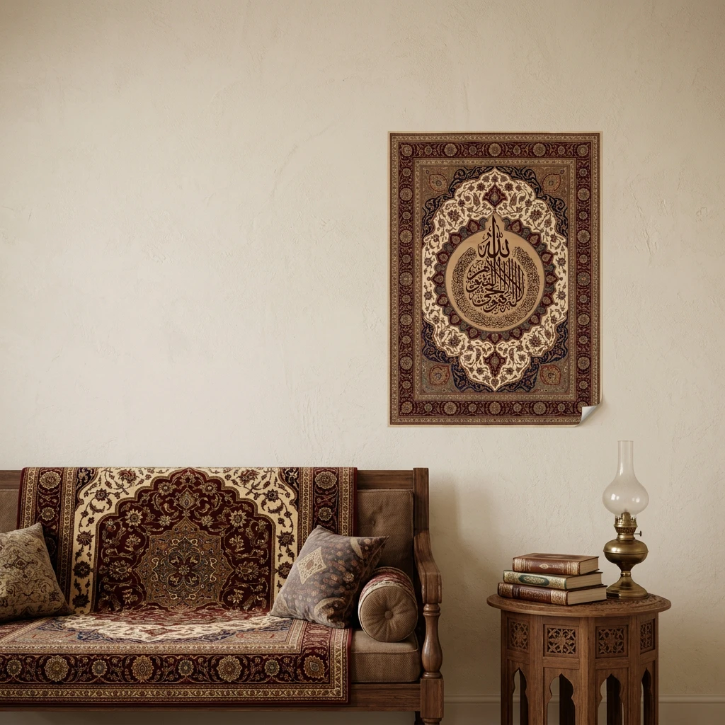 Statik Tutunma Özellikli Tablo - Poster Halı Desen (Model-10)