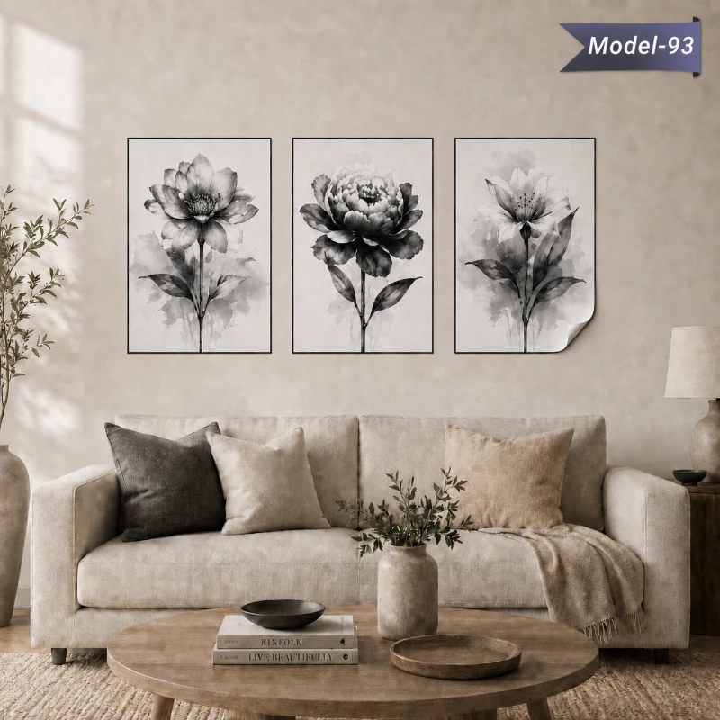 Statik Tutunma Özellikli Tablo - Poster Çiçek (Model- 93)