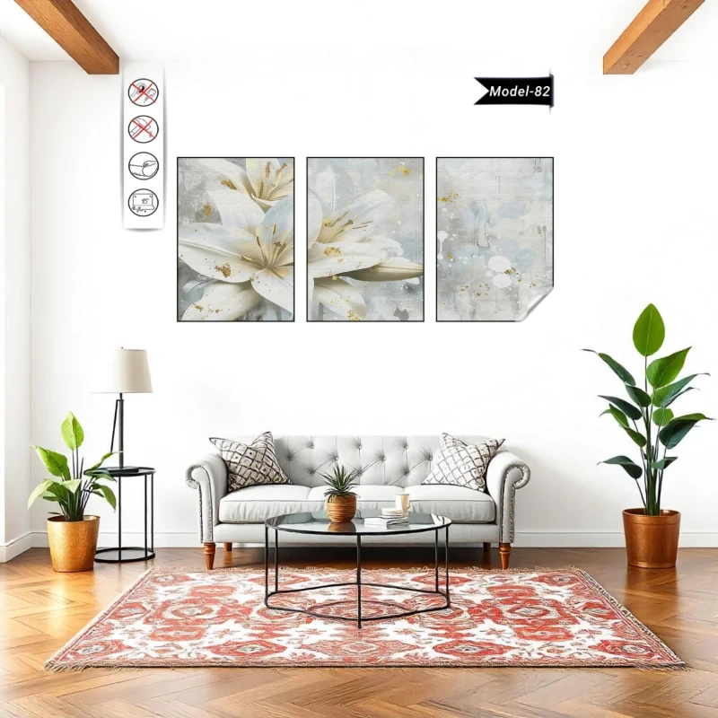 Statik Tutunma Özellikli Tablo - Poster Çiçek (Model- 82) (70X100)