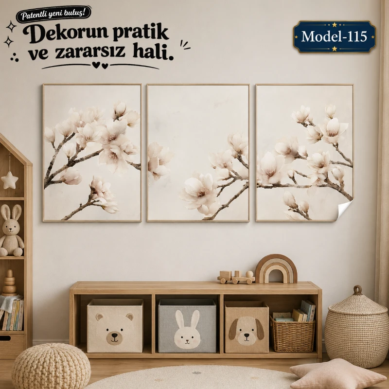 Statik Tutunma Özellikli Tablo - Poster Çiçek (Model- 115)