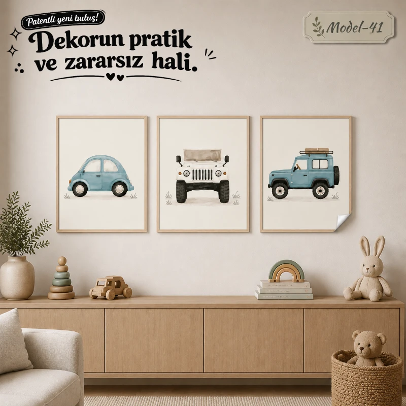 Statik Tutunma Özellikli Tablo - Poster Çocuk Odası (Model-41)