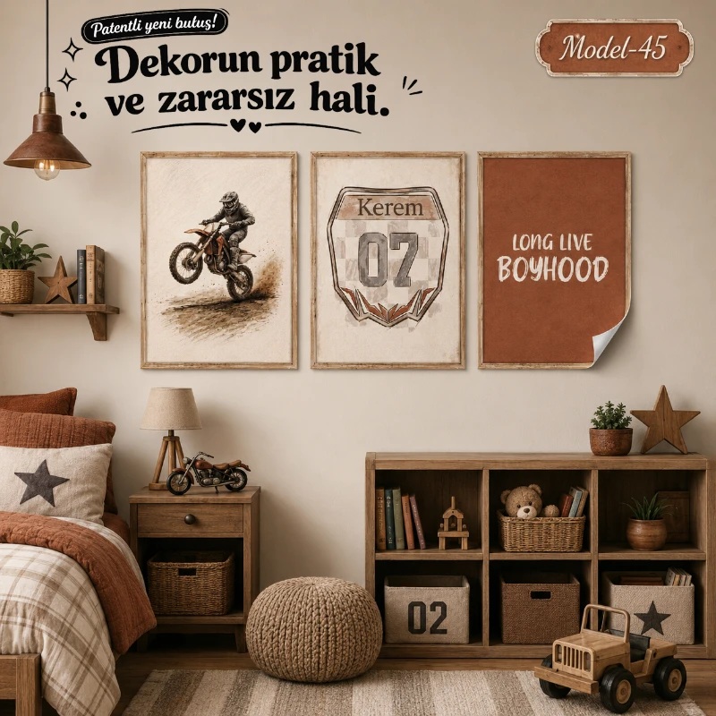 Statik Tutunma Özellikli Tablo - Poster Çocuk Odası (Model-45)