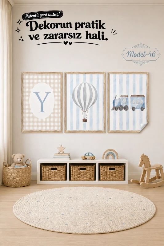Statik Tutunma Özellikli Tablo - Poster Çocuk Odası (Model-46)