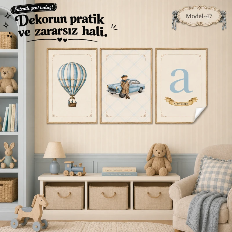 Statik Tutunma Özellikli Tablo - Poster Çocuk Odası (Model-47)
