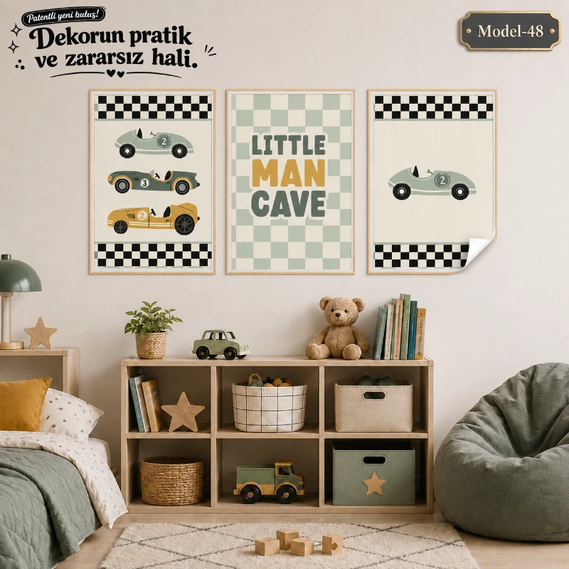 Statik Tutunma Özellikli Tablo - Poster Çocuk Odası (Model-48)