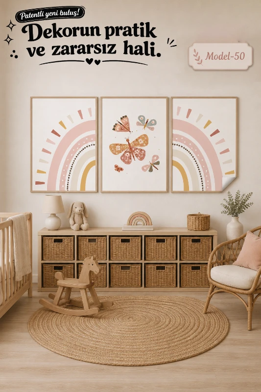 Statik Tutunma Özellikli Tablo - Poster Çocuk Odası (Model-50)