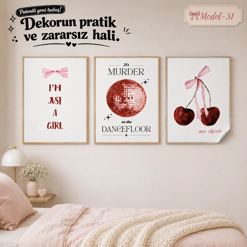 Statik Tutunma Özellikli Tablo - Poster Modern (Model- 31)