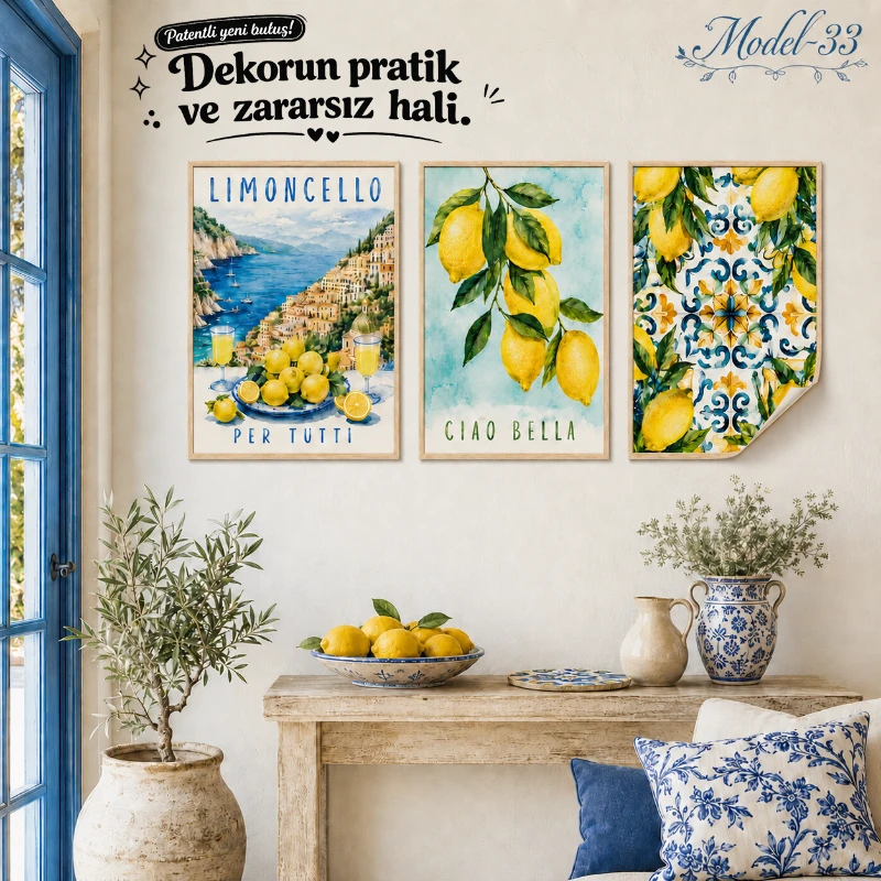 Statik Tutunma Özellikli Tablo - Poster Modern (Model- 33)