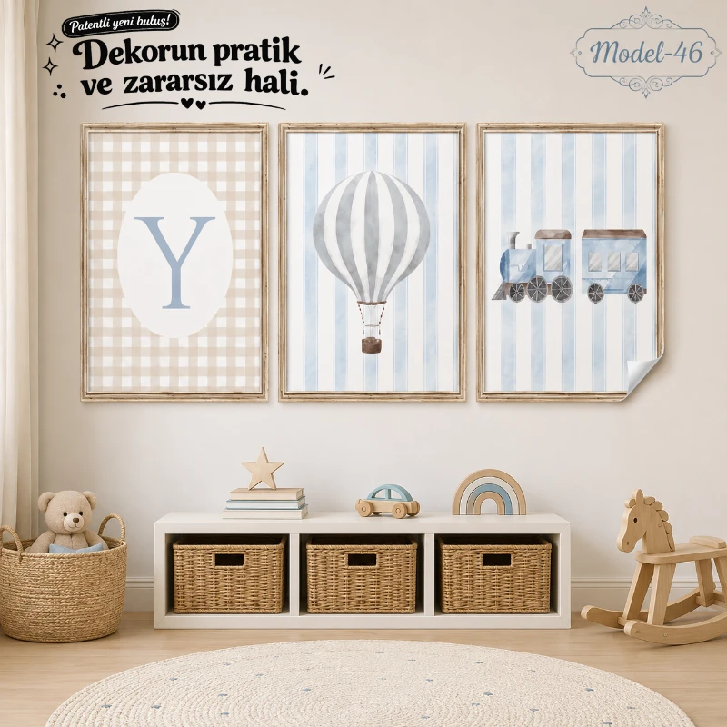 Statik Tutunma Özellikli Tablo - Poster Çocuk Odası (Model-46)
