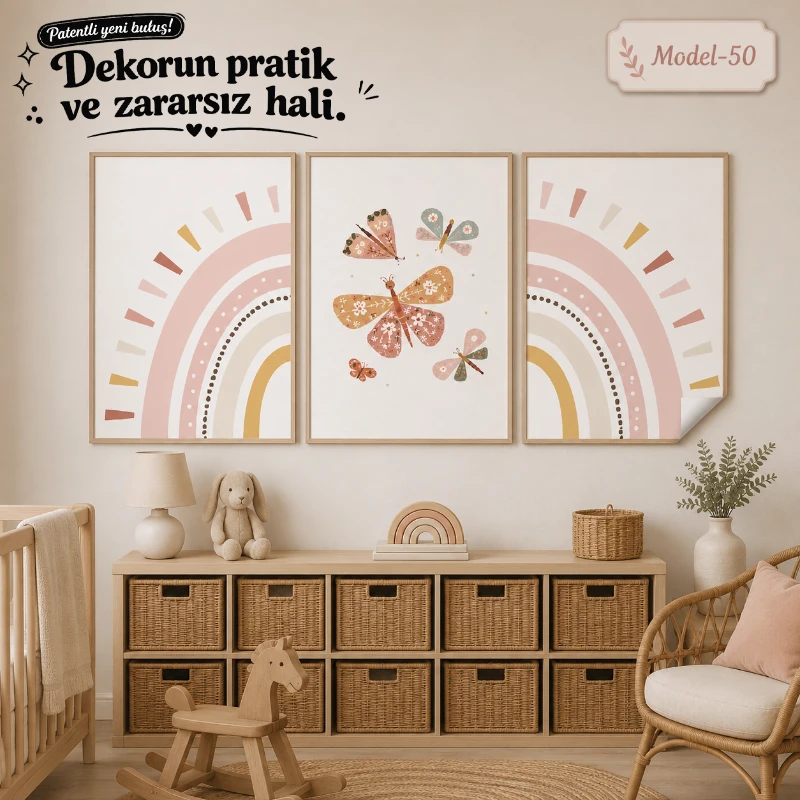 Statik Tutunma Özellikli Tablo - Poster Çocuk Odası (Model-50)