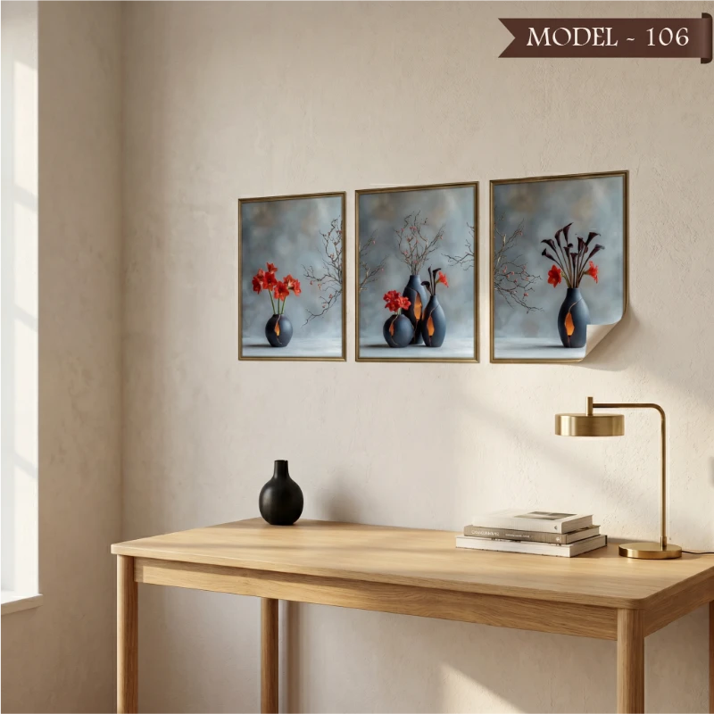 Statik Tutunma Özellikli Tablo - Poster Çiçek (Model- 106)