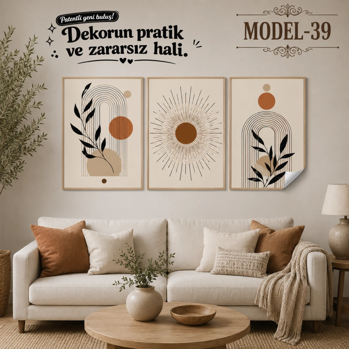 Statik Tutunma Özellikli Tablo - Poster Modern (Model- 39)
