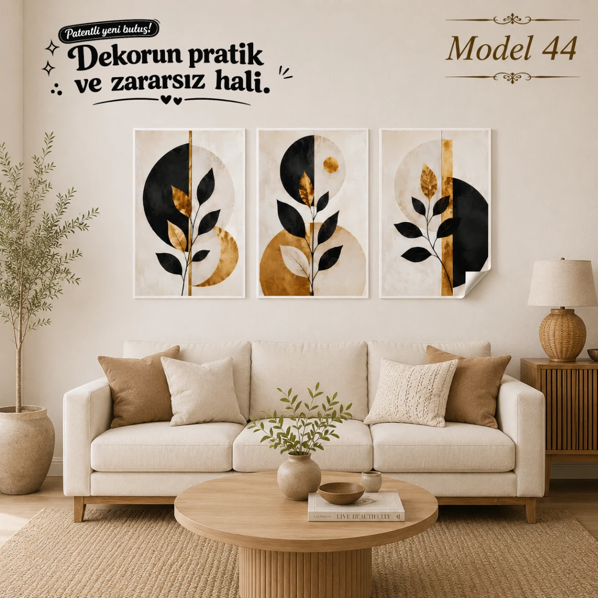 Statik Tutunma Özellikli Tablo - Poster Modern (Model- 44)