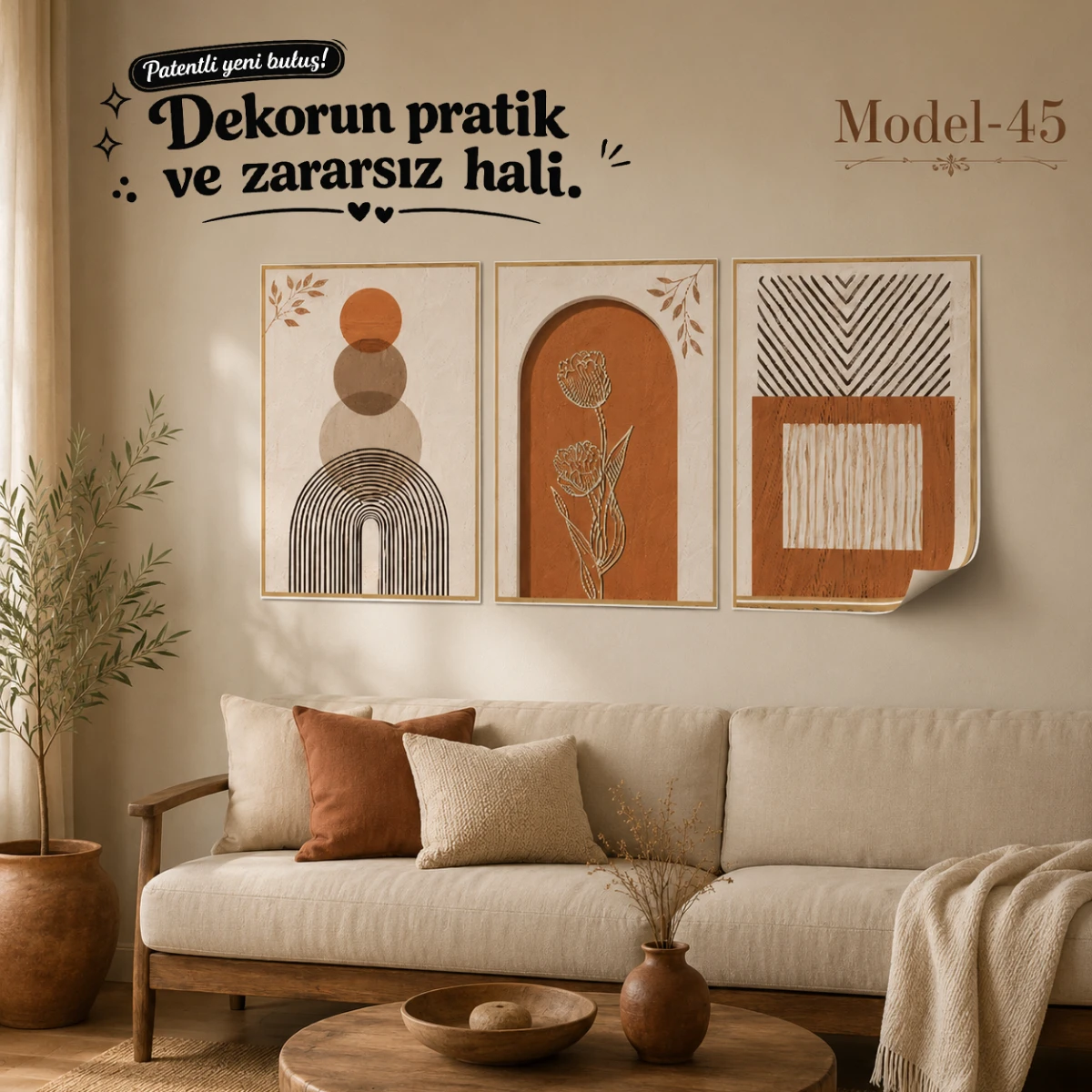 Statik Tutunma Özellikli Tablo - Poster Modern (Model- 45)