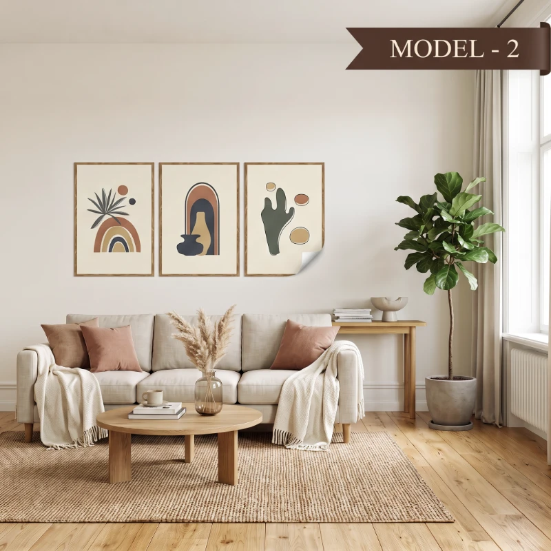Statik Tutunma Özellikli Tablo - Poster Modern (Model- 2)