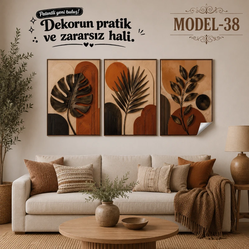 Statik Tutunma Özellikli Tablo - Poster Modern (Model- 38)