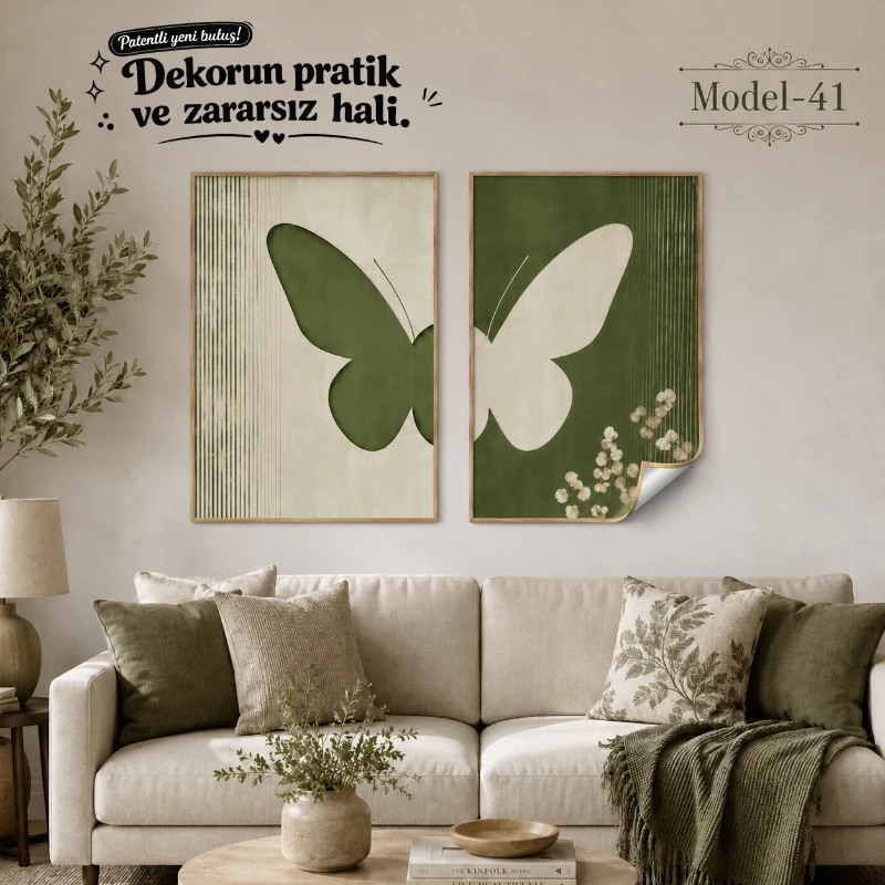 Statik Tutunma Özellikli Tablo - Poster Modern (Model- 41)