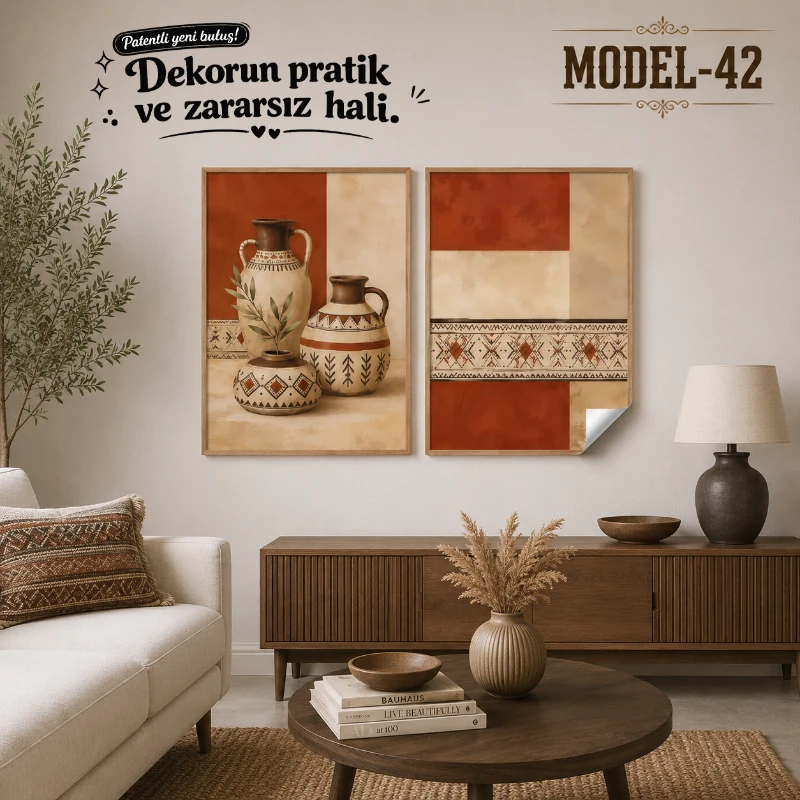 Statik Tutunma Özellikli Tablo - Poster Modern (Model- 42)