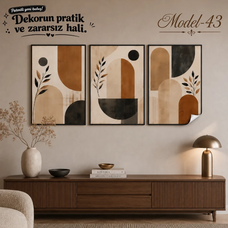 Statik Tutunma Özellikli Tablo - Poster Modern (Model- 43)