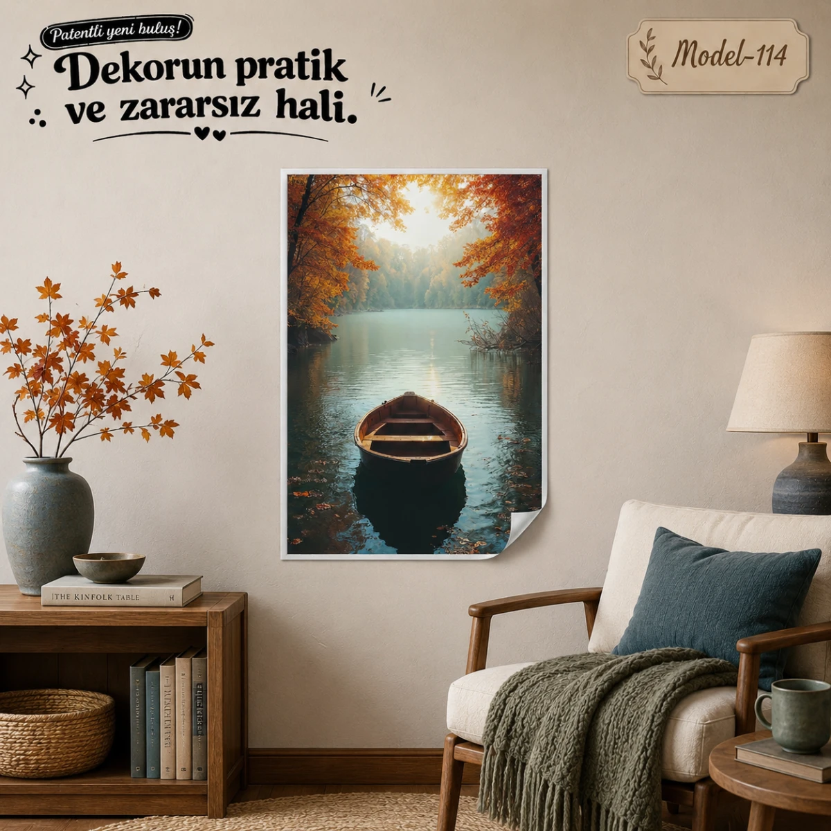 Statik Tutunma Özellikli Tablo - Poster Manzara (Model-114)