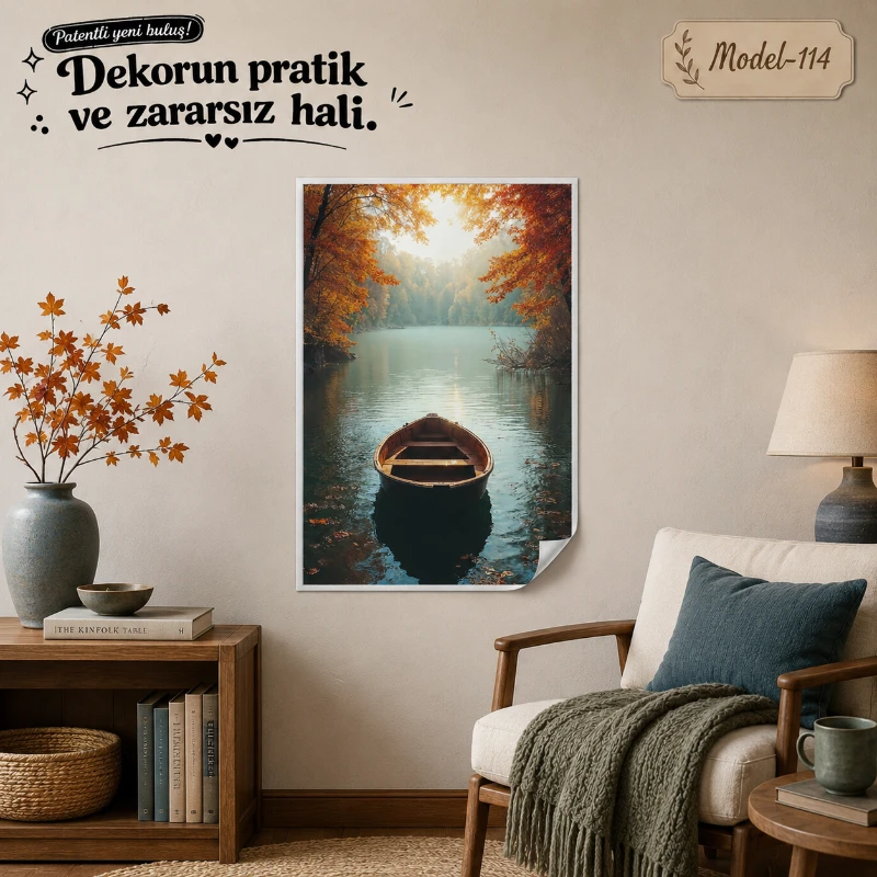 Statik Tutunma Özellikli Tablo - Poster Manzara (Model-114)