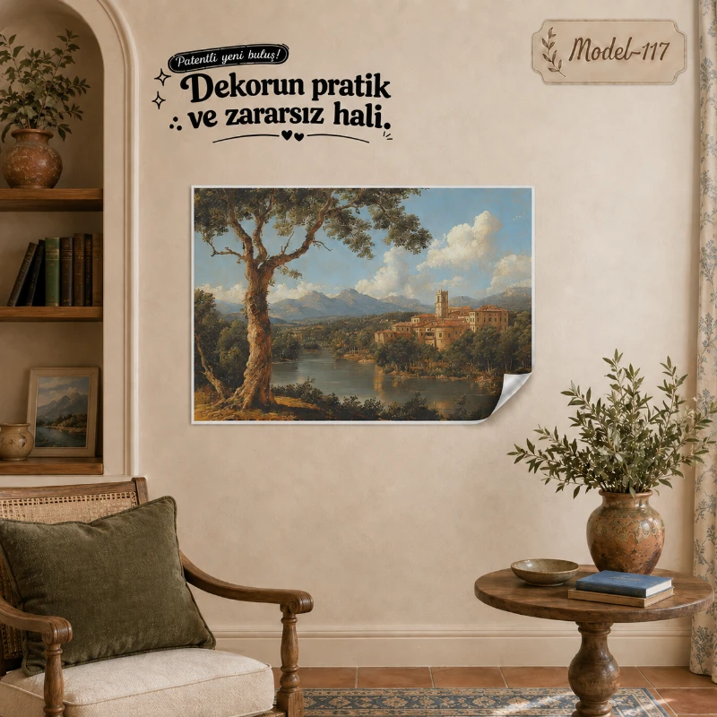 Statik Tutunma Özellikli Tablo - Poster Manzara (Model-117)