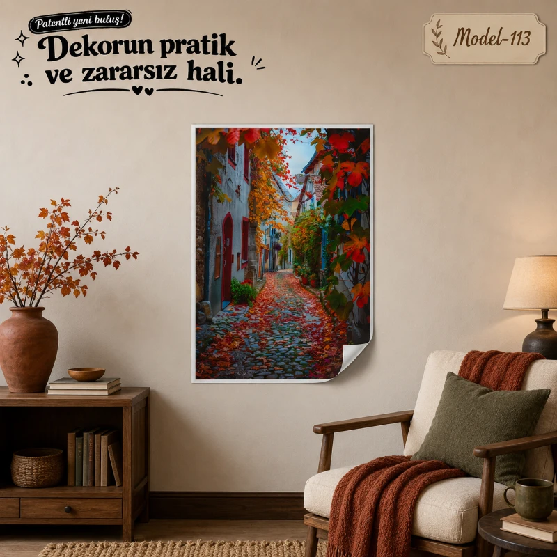 Statik Tutunma Özellikli Tablo - Poster Manzara (Model-113)