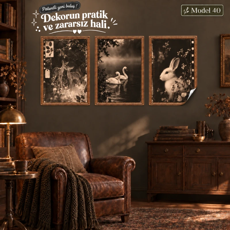 Statik Tutunma Özellikli Tablo - Poster Hayvan (Model- 40)