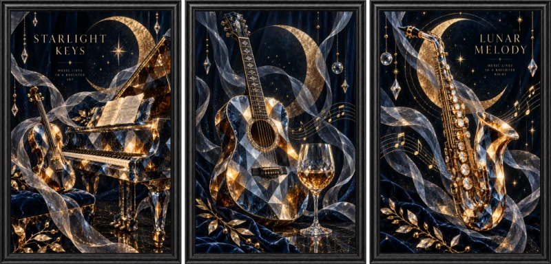 Statik Tutunma Özellikli Tablo - Poster Müzik (Model- 1)