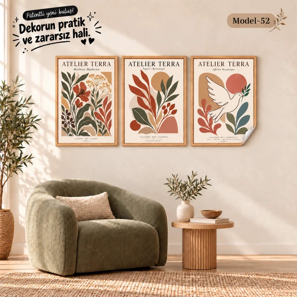 Statik Tutunma Özellikli Tablo - Poster Modern (Model- 52)