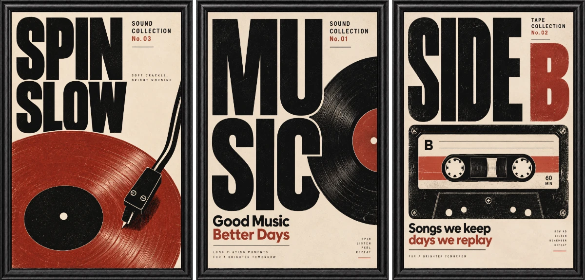 Statik Tutunma Özellikli Tablo - Poster Müzik (Model- 5) 