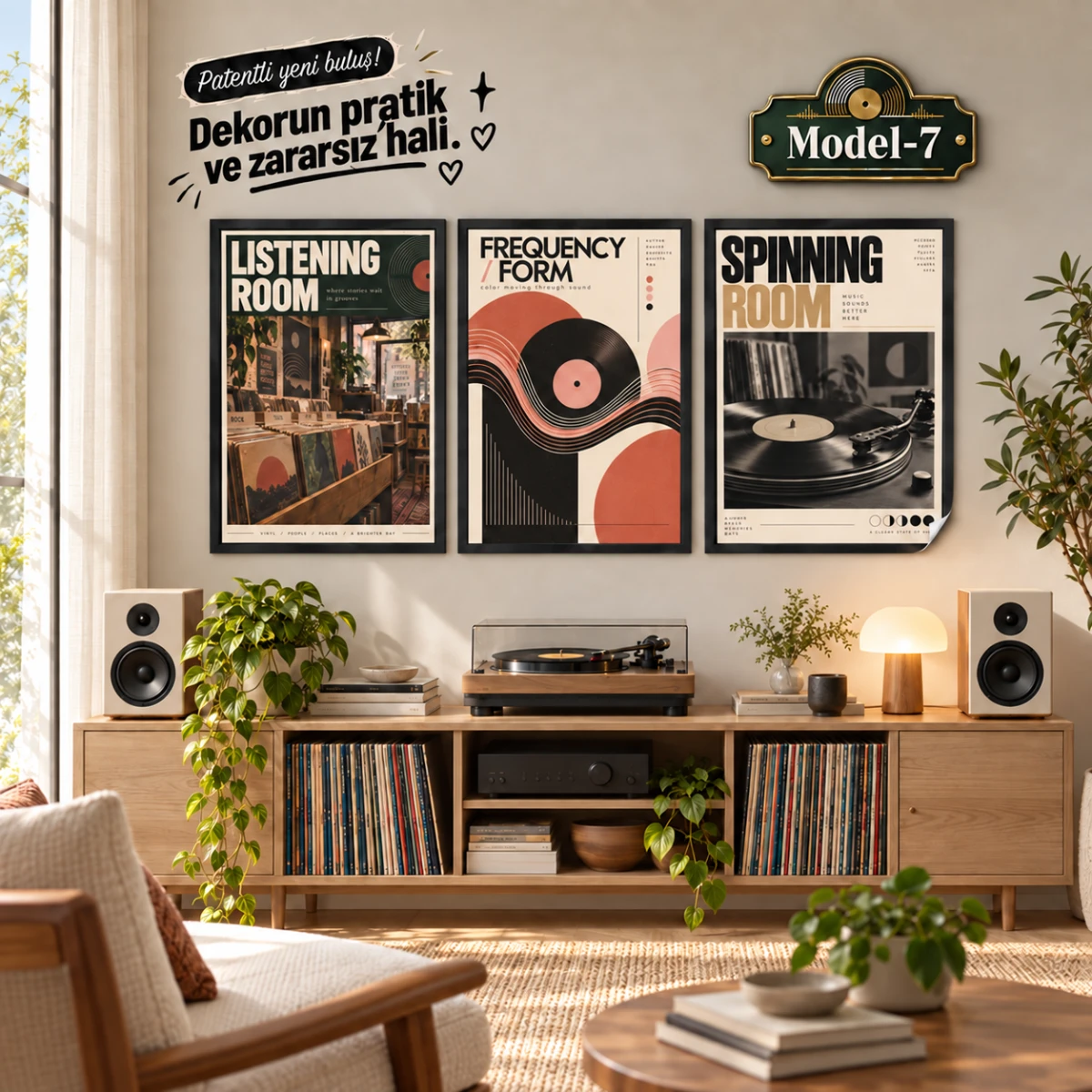 Statik Tutunma Özellikli Tablo - Poster Müzik (Model- 7)