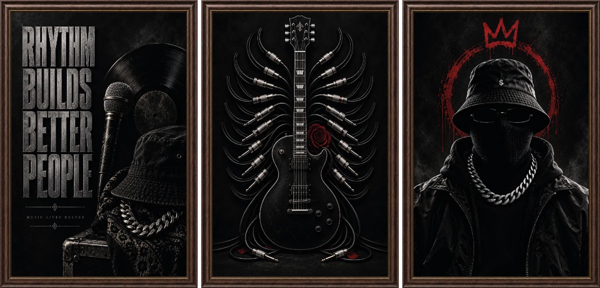 Statik Tutunma Özellikli Tablo - Poster Müzik (Model- 9) 