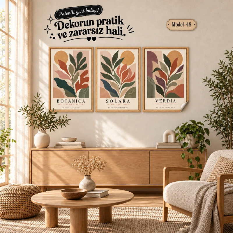 Statik Tutunma Özellikli Tablo - Poster Modern (Model- 48)