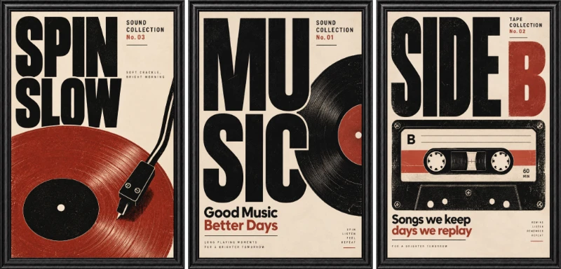 Statik Tutunma Özellikli Tablo - Poster Müzik (Model- 5)