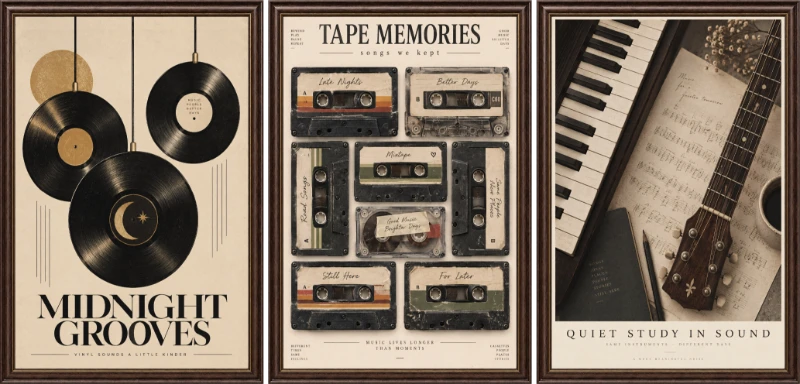 Statik Tutunma Özellikli Tablo - Poster Müzik (Model- 8)