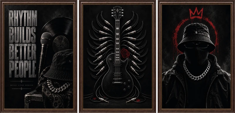 Statik Tutunma Özellikli Tablo - Poster Müzik (Model- 9)