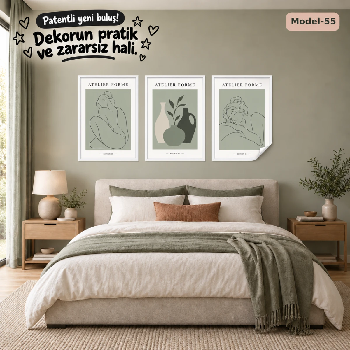 Statik Tutunma Özellikli Tablo - Poster Modern (Model- 55)