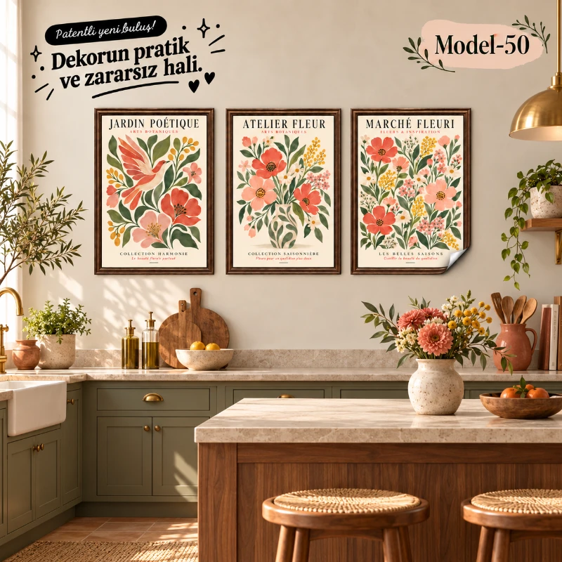 Statik Tutunma Özellikli Tablo - Poster Modern (Model- 50)