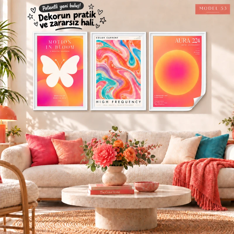 Statik Tutunma Özellikli Tablo - Poster Modern (Model- 53)