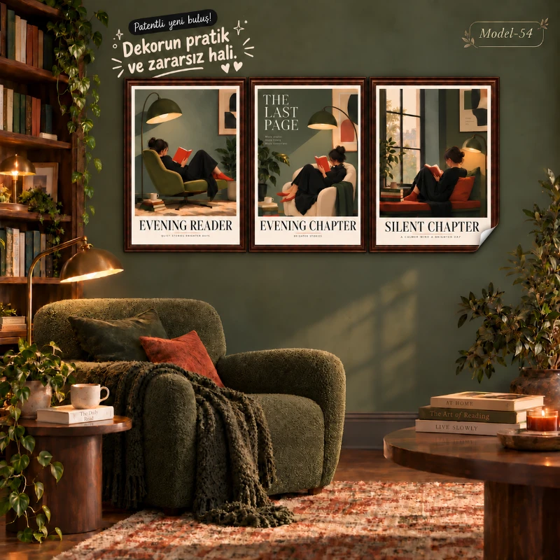 Statik Tutunma Özellikli Tablo - Poster Modern (Model- 54)