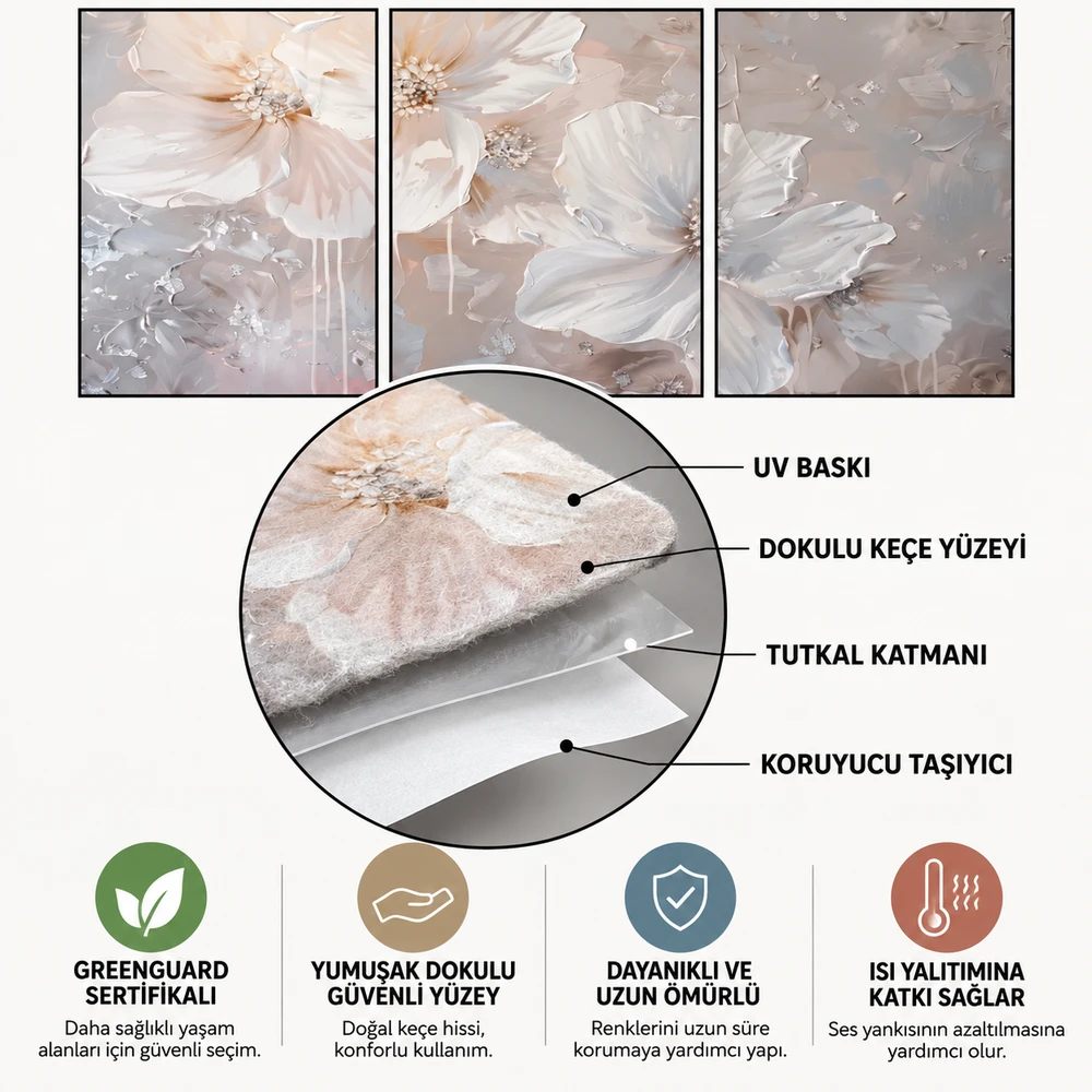 Yapışkanlı Keçe Tablo - Poster Çiçek (Model- 59) 