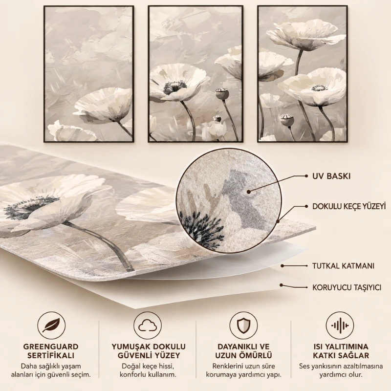 Yapışkanlı Keçe Tablo - Poster Çiçek (Model- 38)