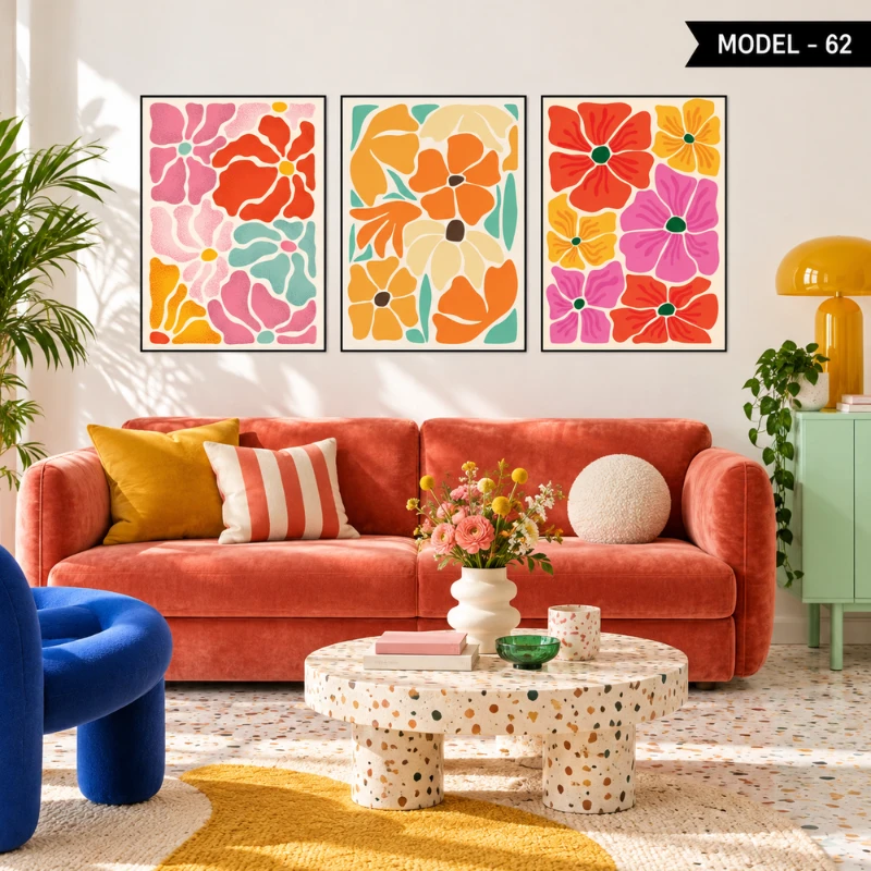 Yapışkanlı Keçe Tablo - Poster Çiçek (Model- 62)